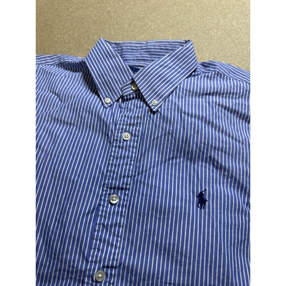 Polo Ralph‎ Lauren - Blue  Striped Shirt - Size Large - 100%Cotton Stretch $120